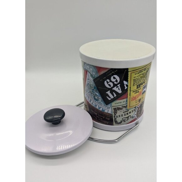 Vintage Metal Ice Bucket With Numerous Whisky Label Exterior Design - Picture 8 of 16